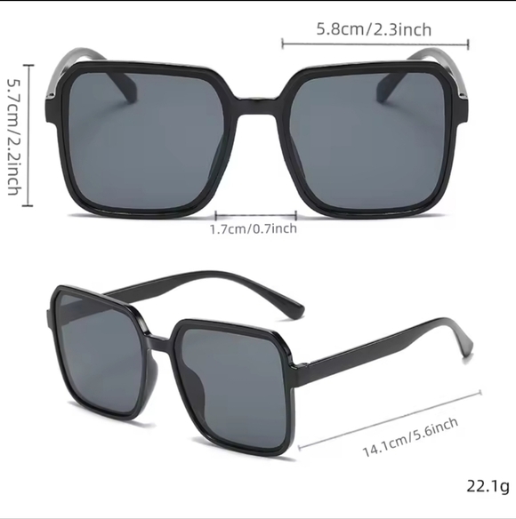 Unisex Chic Black Square Sunglasses - Picture 5 of 5